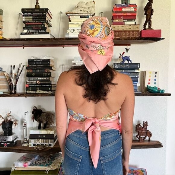 Hermes Escales Méditerranéennes Mousseline Fish Aquatic Pink Scarf Shawl - Picture 7 of 13